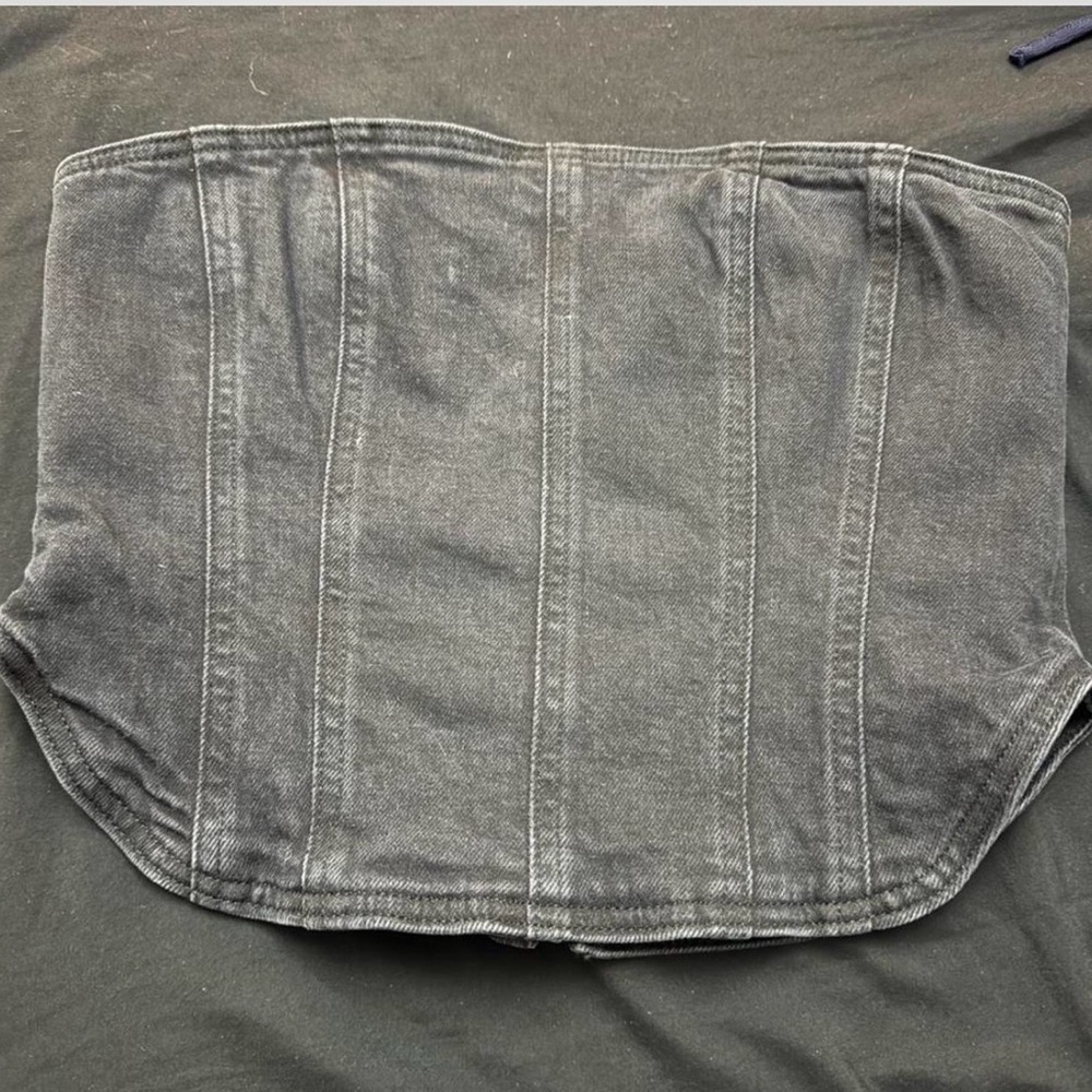 Aritzia Gray Denim Crop Top